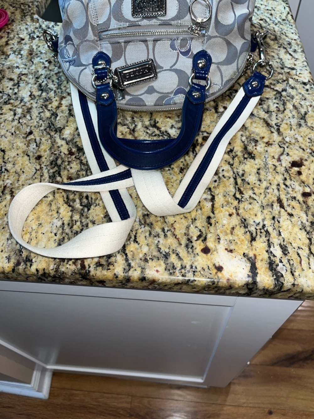 Coach Poppy Gray and Blue Signature Dome Satchel with Removable Strap - Picture 3 of 6